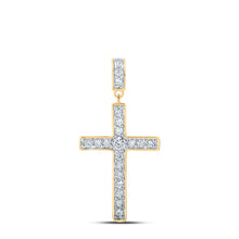  10k Yellow Gold Womens Round Diamond Cross Pendant 1/2 Cttw