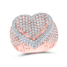  10k Rose Gold Womens Round Diamond Heart Ring 3 Cttw