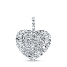  10k White Gold Womens Round Diamond Heart Pendant 1-1/4 Cttw