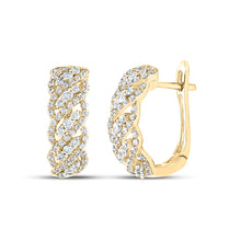  10k Yellow Gold Womens Round Diamond Oblong Hoop Earrings 5/8 Cttw