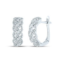  10k White Gold Womens Round Diamond Hoop Earrings 5/8 Cttw