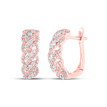  10k Rose Gold Womens Round Diamond Hoop Earrings 5/8 Cttw