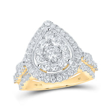  10k Yellow Gold Round Diamond Teardrop Bridal Wedding Engagement Ring 1-3/4 Cttw