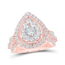  10k Rose Gold Round Diamond Teardrop Bridal Wedding Engagement Ring 1-3/4 Cttw