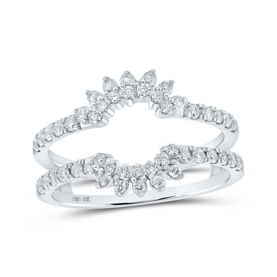 10k White Gold Womens Round Diamond Wrap Enhancer Wedding Band 1/2 Cttw