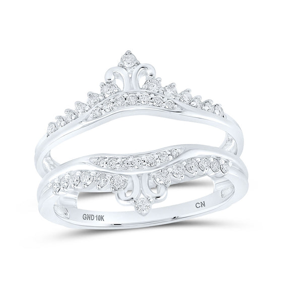 10k White Gold Womens Round Diamond Wrap Enhancer Wedding Band 1/3 Cttw