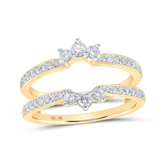 10k Yellow Gold Womens Round Diamond Wrap Enhancer Wedding Band 1/2 Cttw
