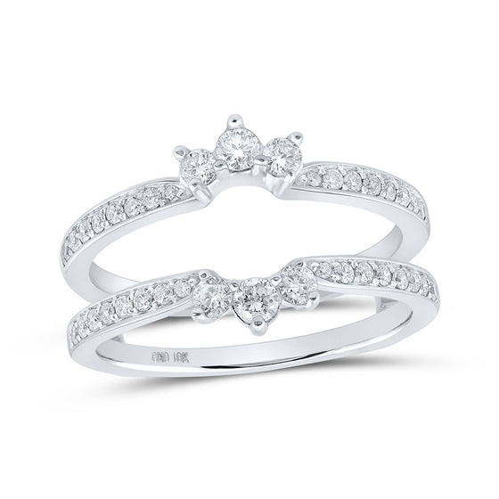 10k White Gold Womens Round Diamond Wrap Enhancer Wedding Band 1/2 Cttw