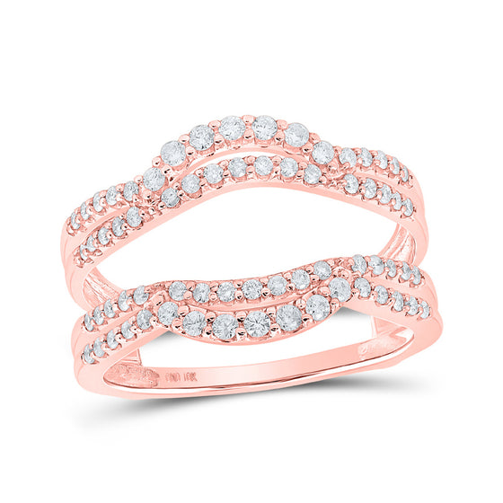 10k Rose Gold Womens Round Diamond Wrap Enhancer Wedding Band 1/2 Cttw