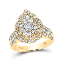  10k Yellow Gold Round Diamond Teardrop Bridal Wedding Engagement Ring 1-5/8 Cttw