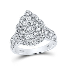  10k White Gold Round Diamond Teardrop Bridal Wedding Engagement Ring 1-5/8 Cttw