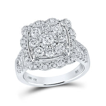  10k White Gold Round Diamond Square Bridal Wedding Engagement Ring 2 Cttw