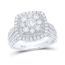  10k White Gold Round Diamond Square Bridal Wedding Engagement Ring 1-1/2 Cttw