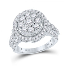  10k White Gold Round Diamond Cluster Bridal Wedding Engagement Ring 1-3/4 Cttw