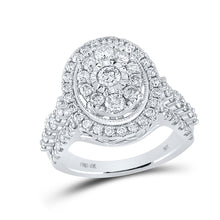  10k White Gold Round Diamond Oval Bridal Wedding Engagement Ring 1-5/8 Cttw