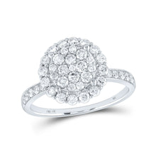  10k White Gold Womens Round Diamond Cluster Ring 1 Cttw