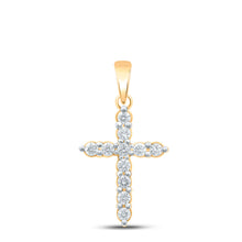  10k Yellow Gold Womens Round Diamond Cross Pendant 1/4 Cttw