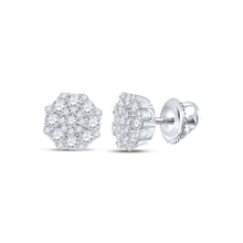  14k White Gold Womens Round Diamond Cluster Earrings 5/8 Cttw