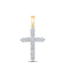  10k Yellow Gold Womens Round Diamond Cross Pendant 1-1/2 Cttw