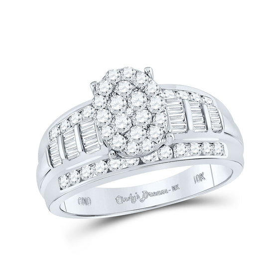10k White Gold Round Diamond Oval Bridal Wedding Engagement Ring 1 Cttw