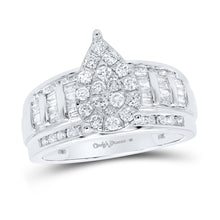  10k White Gold Round Diamond Teardrop Bridal Wedding Engagement Ring 1 Cttw
