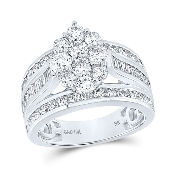 10k White Gold Round Diamond Oval Cluster Bridal Wedding Engagement Ring 1 Cttw