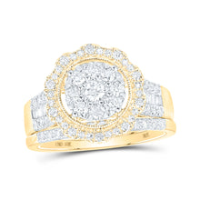  10k Yellow Gold Round Diamond Bridal Wedding Ring Band Set 1 Cttw