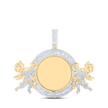  10k Yellow Gold Mens Round Diamond Angel Memory Circle Charm Pendant 6 Cttw