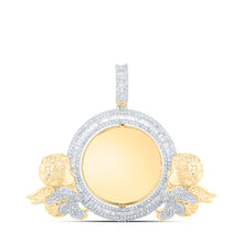  10k Yellow Gold Mens Round Diamond Angel Memory Circle Charm Pendant 5-3/4 Cttw