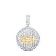  10k Yellow Gold Mens Round Diamond Angel Charm Pendant 4-1/4 Cttw