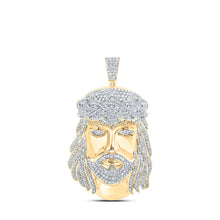  10k Yellow Gold Mens Round Diamond Jesus Charm Pendant 2-1/4 Cttw
