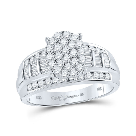10k White Gold Round Diamond Oval Bridal Wedding Engagement Ring 1 Cttw
