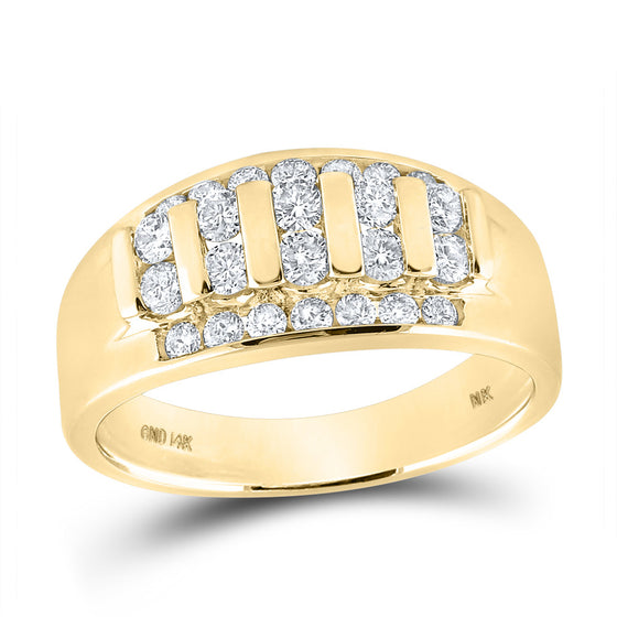 14k Yellow Gold Mens Round Diamond Channel-set Band Ring 1 Cttw