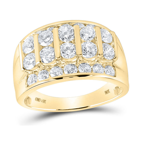 14k Yellow Gold Mens Round Diamond Channel-set Band Ring 3 Cttw