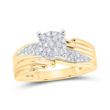  10k Yellow Gold Round Diamond Cluster Bridal Wedding Engagement Ring 3/8 Cttw