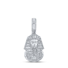  Sterling Silver Mens Round Diamond Pharaoh Charm Pendant 2-1/2 Cttw