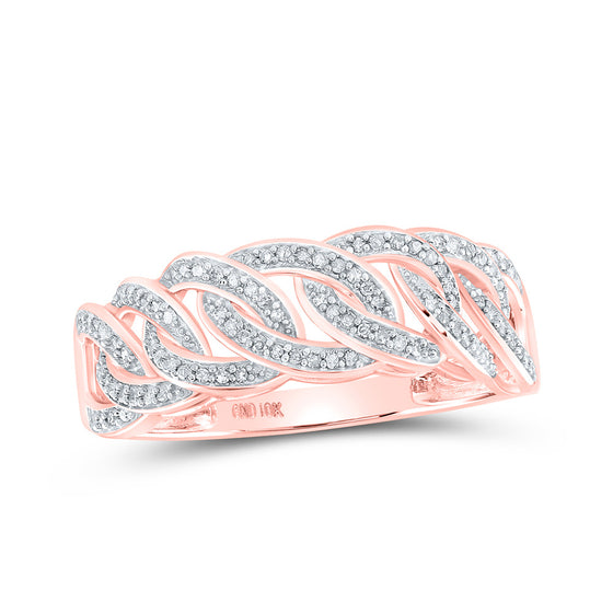 10k Rose Gold Mens Round Diamond Curb Link Band Ring 1/4 Cttw