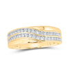 10k Yellow Gold His Hers Round Diamond Cluster Matching Wedding Set 1 Cttw