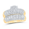 10k Yellow Gold His Hers Round Diamond Cluster Matching Wedding Set 2-5/8 Cttw