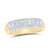 10k Yellow Gold His Hers Round Diamond Cluster Matching Wedding Set 2-5/8 Cttw