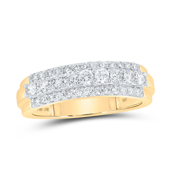 10k Yellow Gold His Hers Round Diamond Cluster Matching Wedding Set 2-5/8 Cttw