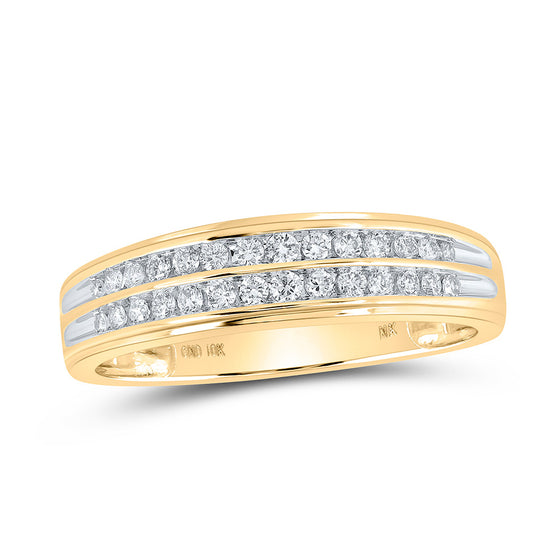 10k Yellow Gold His Hers Round Diamond Cluster Matching Wedding Set 3/4 Cttw