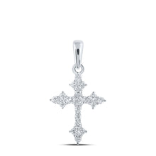  10k White Gold Womens Round Diamond Cross Pendant 1/4 Cttw