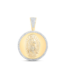  10k Yellow Gold Mens Round Diamond Guadalupe Mary Charm Pendant 1 Cttw