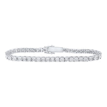 Sterling Silver Womens Round Diamond Single Row Fashion Bracelet 1 Cttw