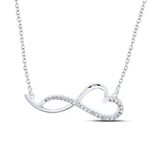  Sterling Silver Womens Round Diamond Heart Necklace 1/12 Cttw
