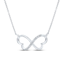  Sterling Silver Womens Round Diamond 18-inch Infinity Heart Necklace 1/12 Cttw