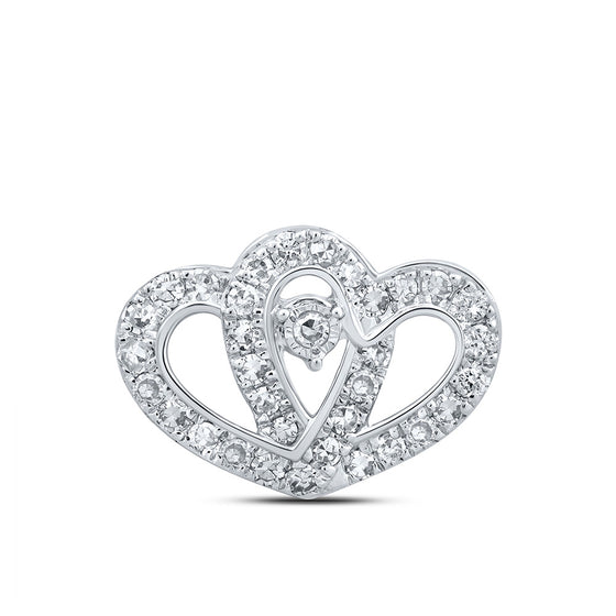 10k White Gold Womens Round Diamond Slide Heart Pendant 1/4 Cttw