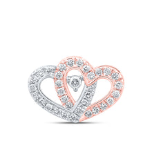  10k Two-tone Gold Womens Round Diamond Slide Heart Pendant 3/8 Cttw