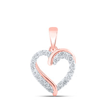  10k Rose Gold Womens Round Diamond Heart Pendant 1/4 Cttw